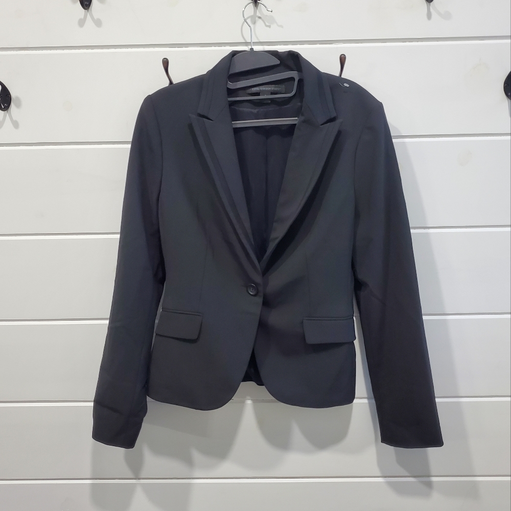 Express | Black Collared Single Button Blazer - image 1